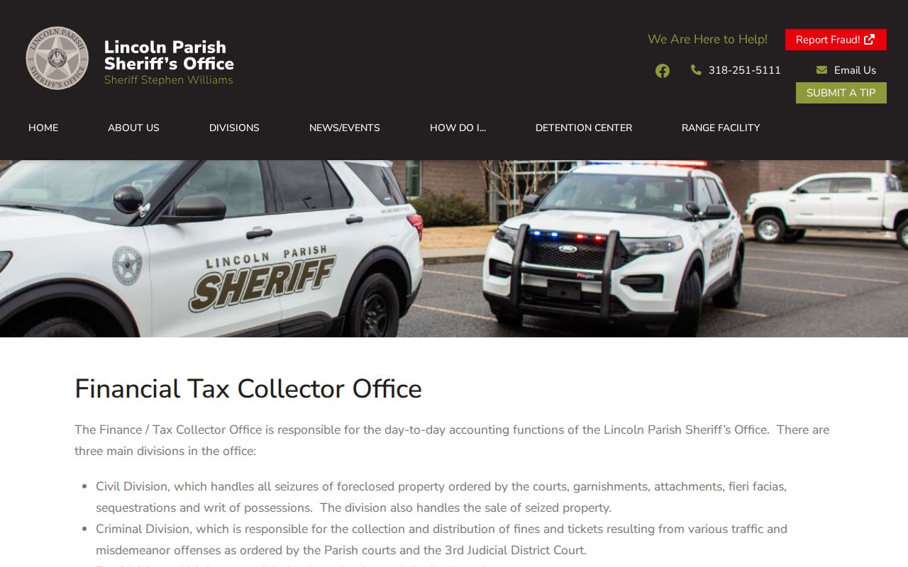Lincoln Parish traffic warrant payment counter inside the parish courthouse