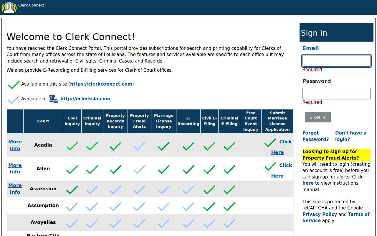 Lincoln Parish warrant search options listed on the clerk of court website