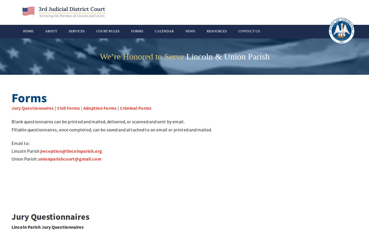 Lincoln Parish municipal warrant forms compared with district court criminal forms