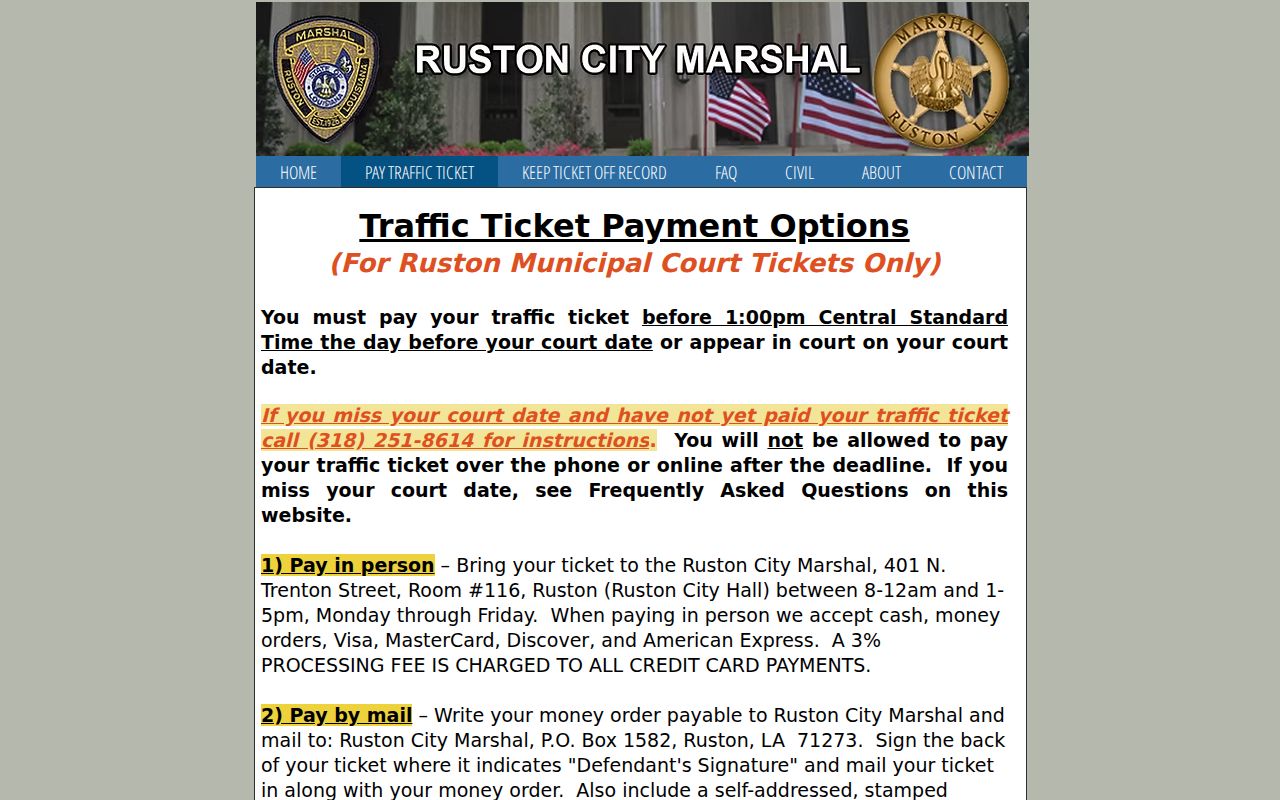 Ruston warrant payment deadline published by the city marshal
