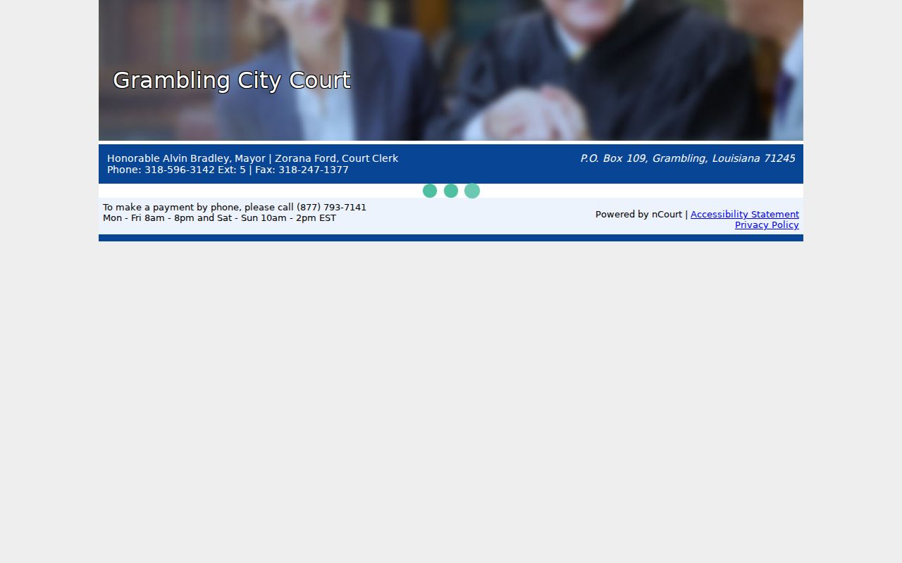Grambling warrant payment page linked from the city court