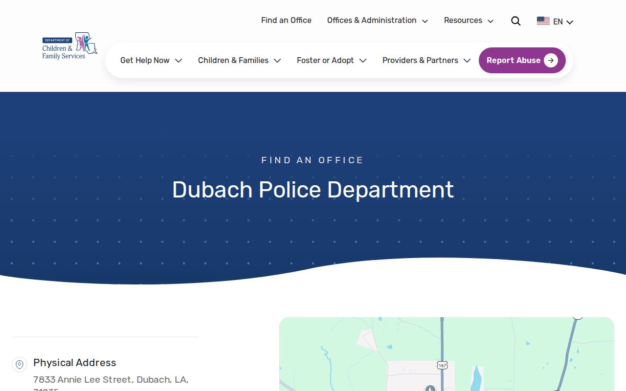 Dubach warrant records police contact listing published by a state directory
